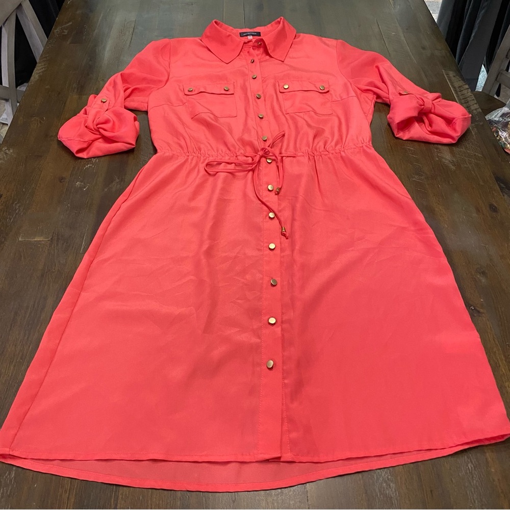 Spense Coral Collared Button Down Long Sleeve Dre… - image 1